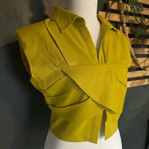 Vibrant chartreuse Sleeveless linen Top
